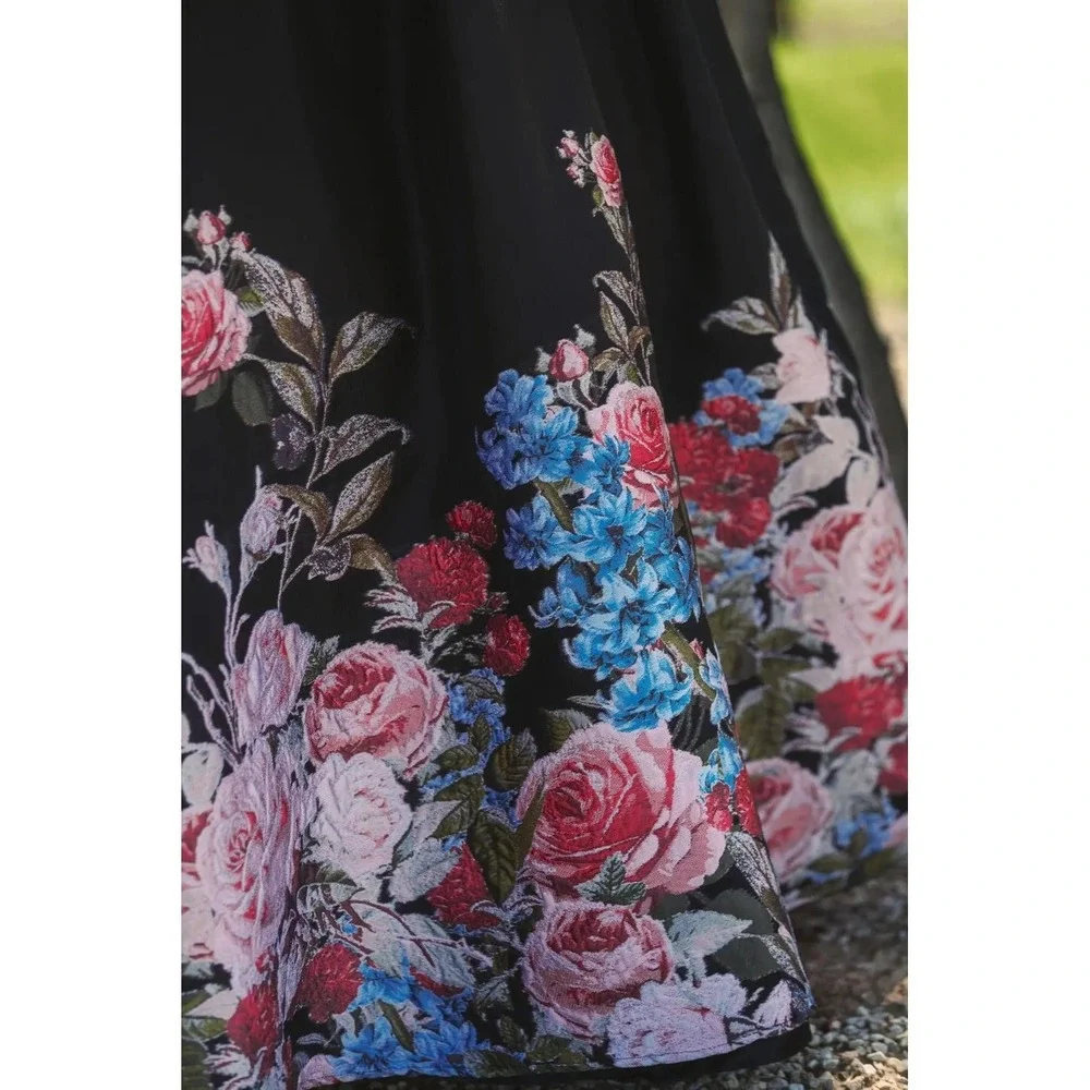 NEW Mac Duggal Black Strapless Floral Brocade Ballgown $798 -‎ Size 4